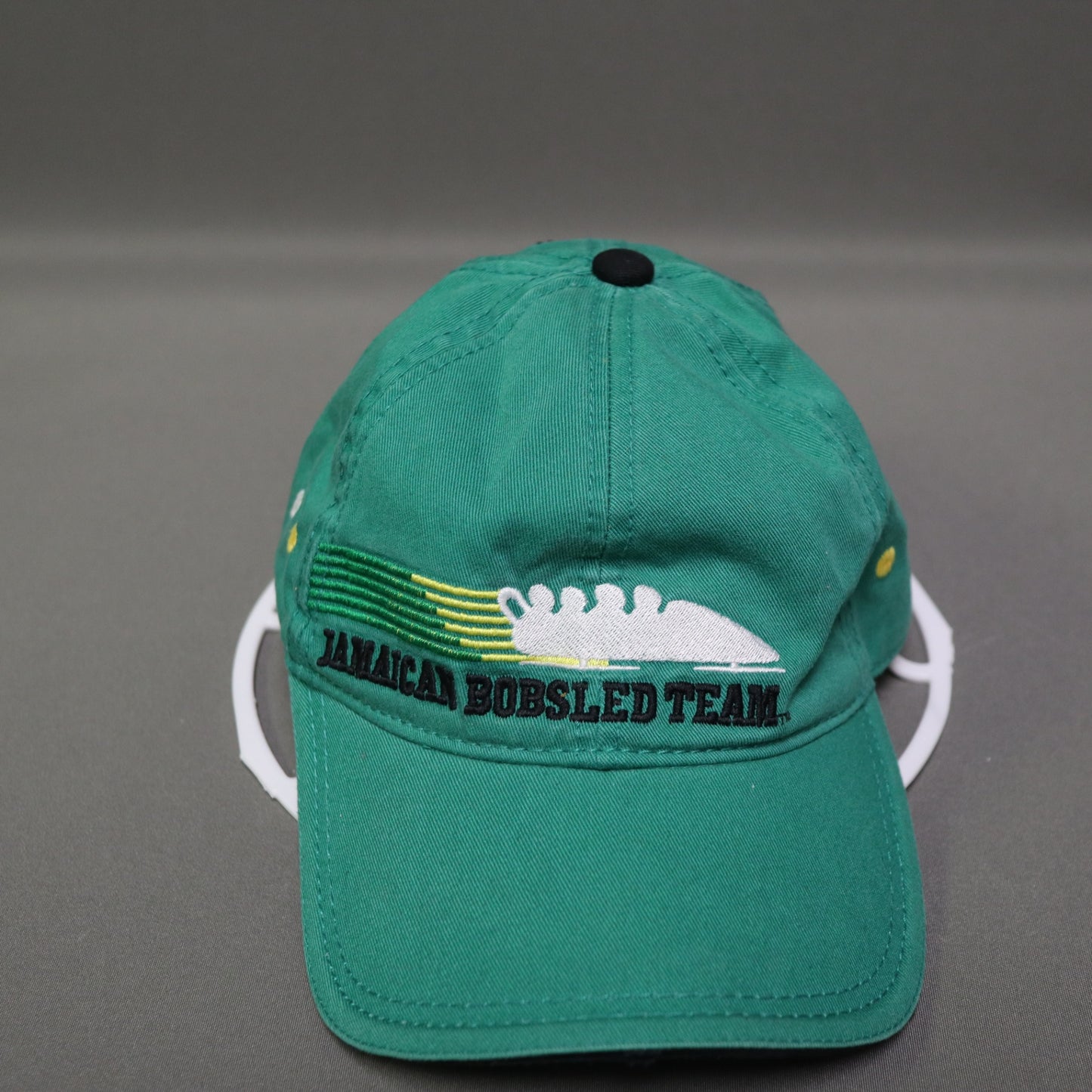 Jamaican Bobsled Team Embroidered Hat Green Cotton Strapback Cap