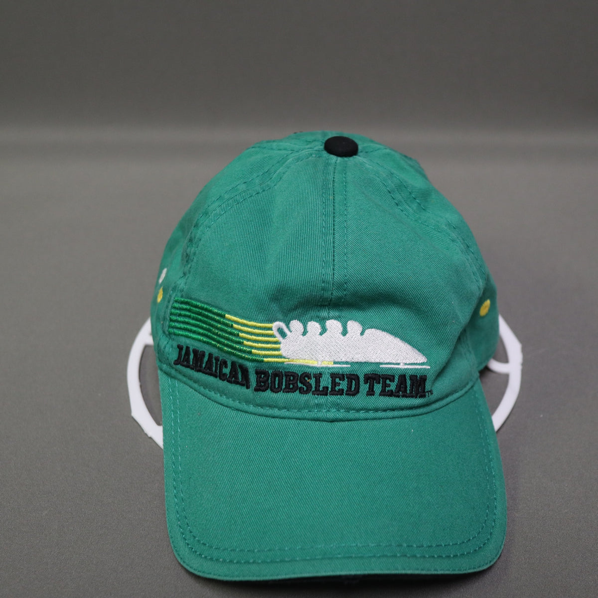 Jamaican Bobsled Team Embroidered Hat Green Cotton Strapback Cap