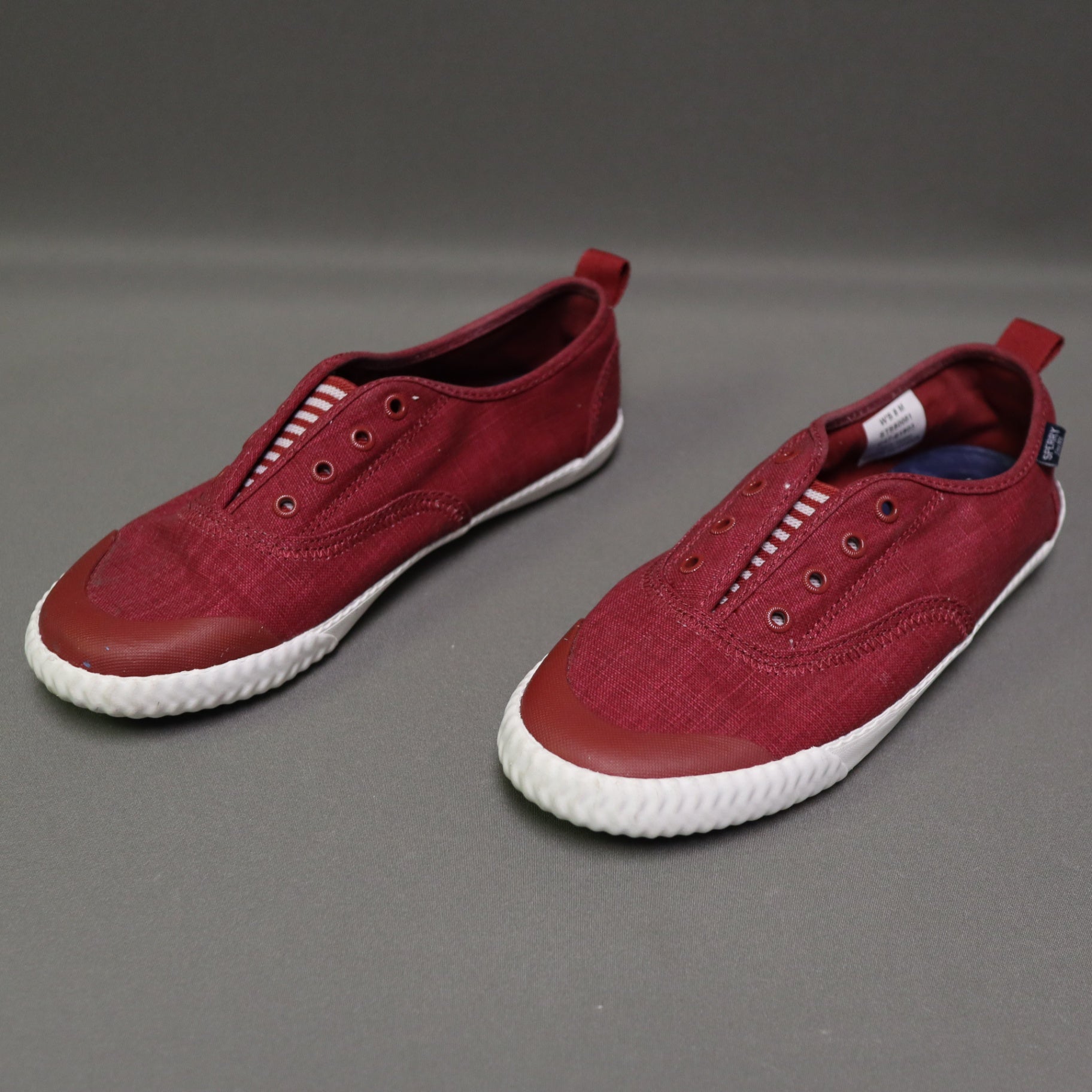 Sperry Crest Vibe Linen Slip On Sneakers Size 8 Womens Burgundy Red