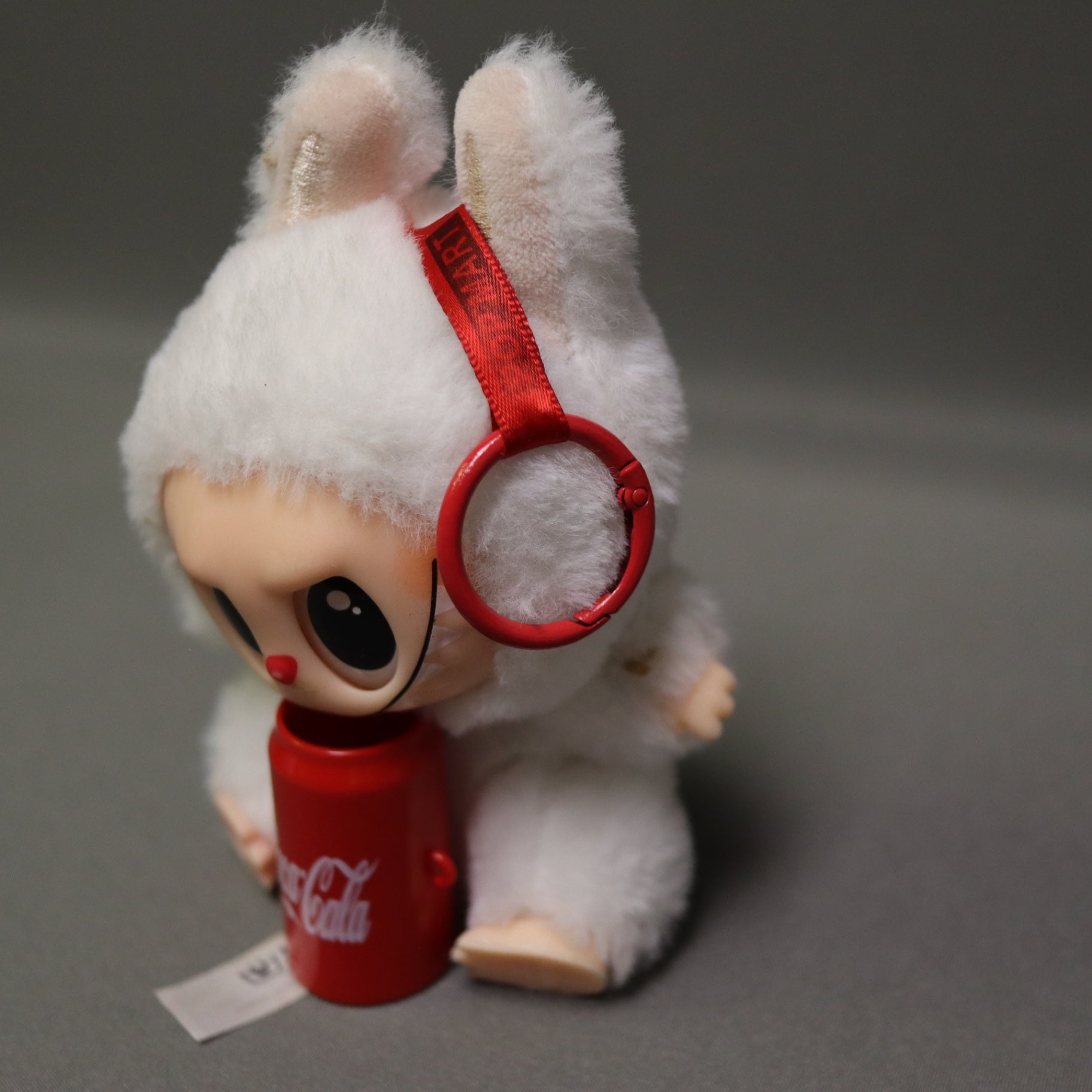 POP MART The Monsters Labubu Coca-Cola Series Plush Pendant Keychain White Bunny
