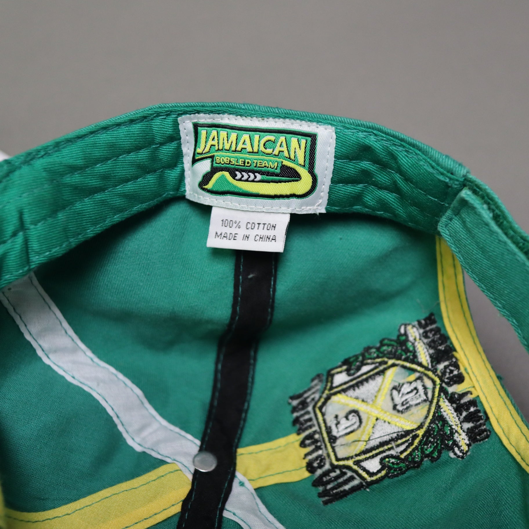 Jamaican Bobsled Team Embroidered Hat Green Cotton Strapback Cap