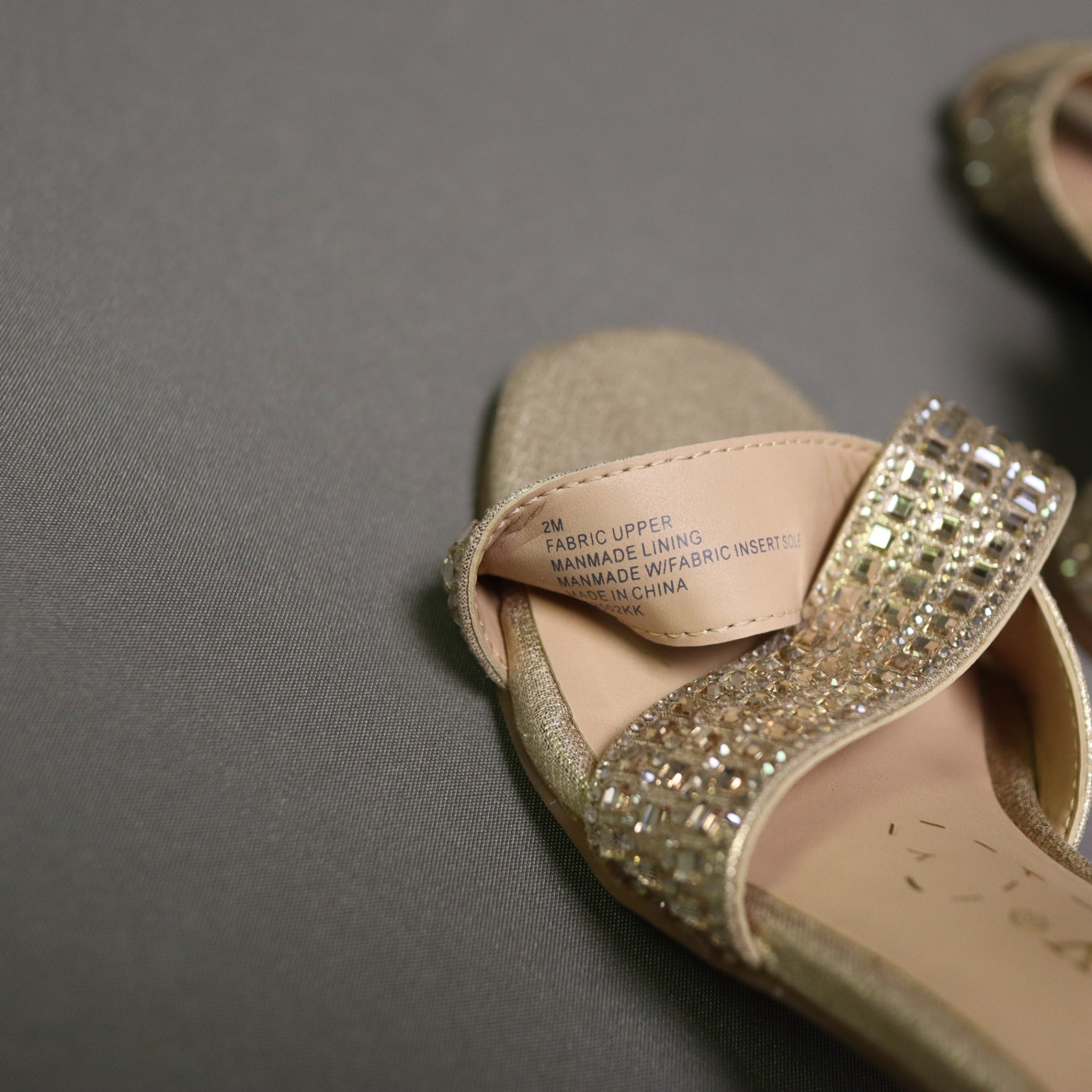 Copper Key Girls Gold Rhinestone Crisscross Ankle Strap Block Heel Sandals Size 2 M
