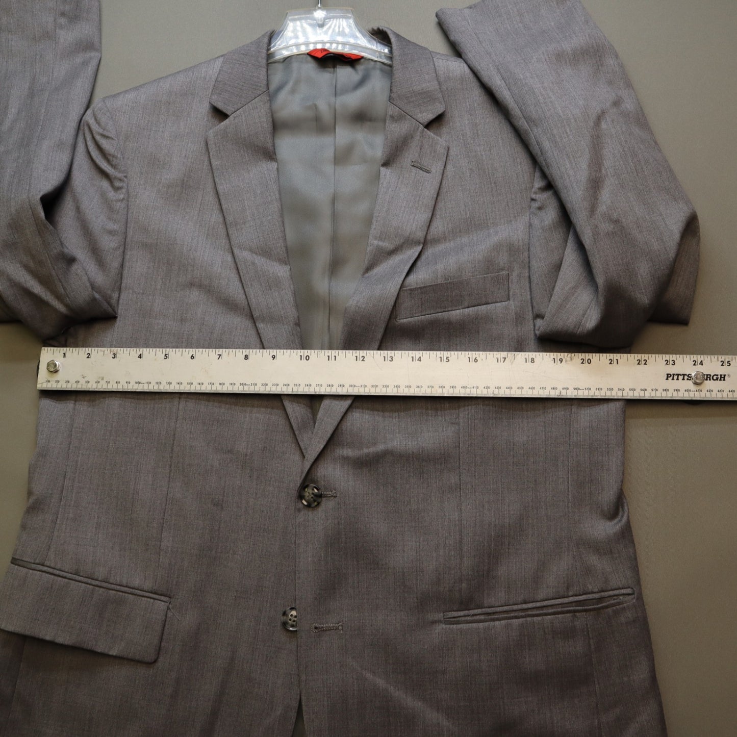 Linea Uomo Mens 2 Piece Suit 42R 36x30 Grey Premium 100% Wool Natural Stretch