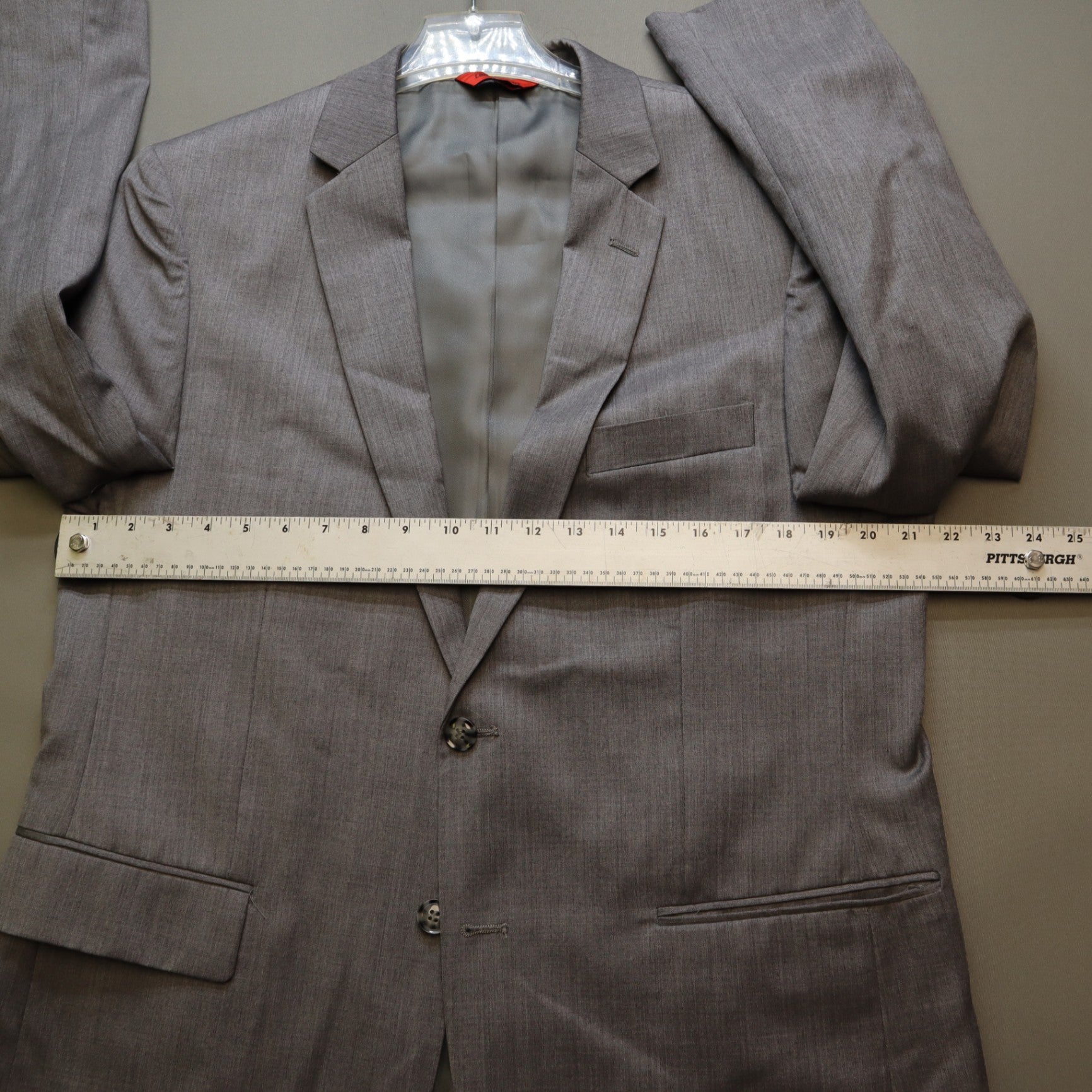 Linea Uomo Mens 2 Piece Suit 42R 36x30 Grey Premium 100% Wool Natural Stretch