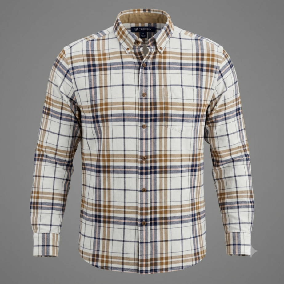 Cremieux Mens XL Flannel Shirt Plaid Long Sleeve Button Down Cotton Brown Blue