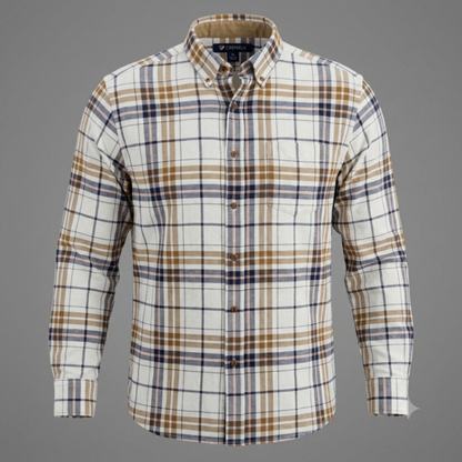 Cremieux Mens XL Flannel Shirt Plaid Long Sleeve Button Down Cotton Brown Blue