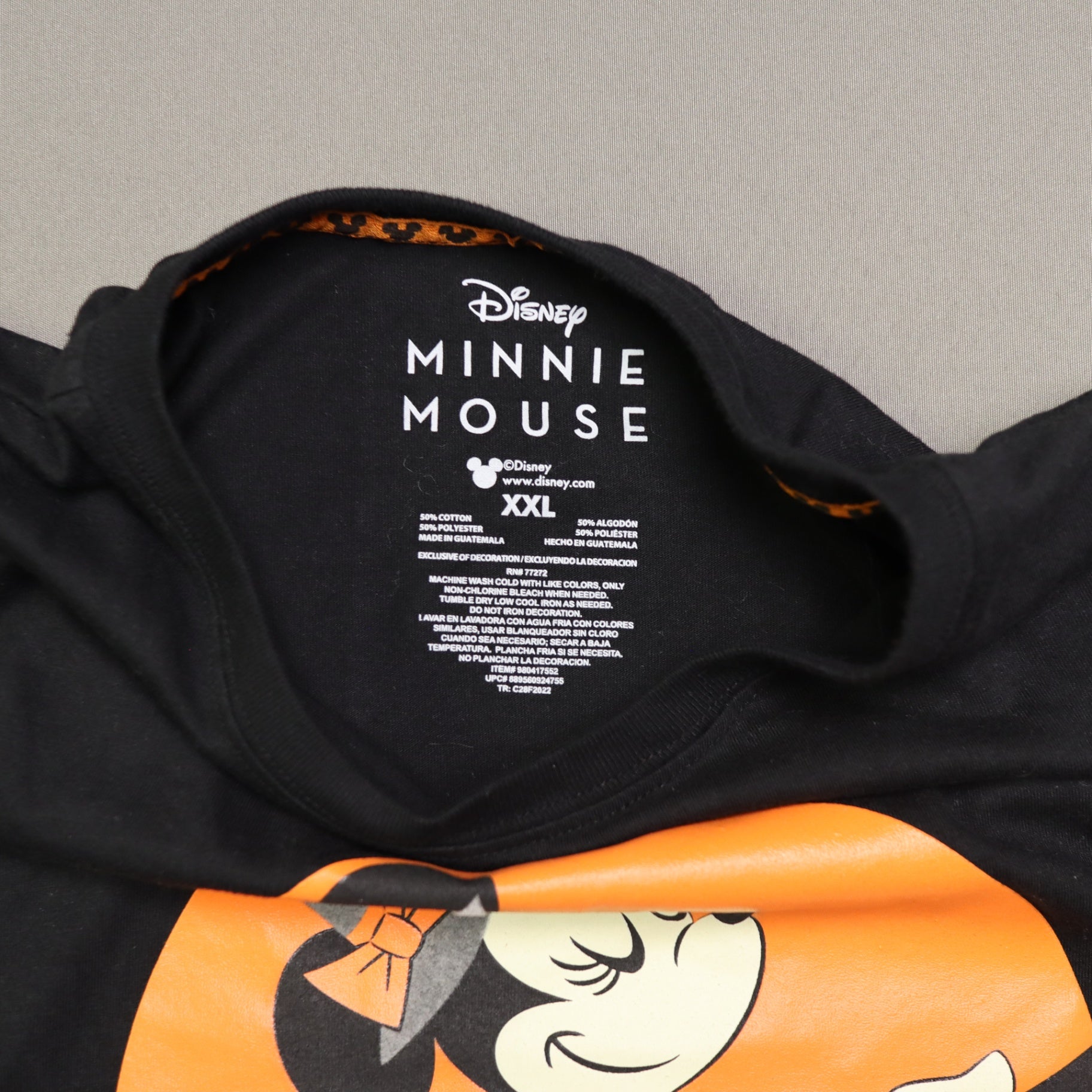 Disney Minnie Mouse Halloween Witch T Shirt Womens XXL Black Orange Full Moon Tee