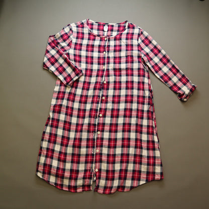 Gap Kids XXL Plus Girls Red Navy Plaid Nightgown Long Sleeve Button Up Dress
