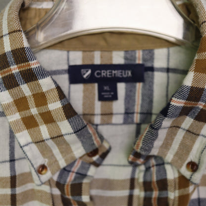 Cremieux Mens XL Flannel Shirt Plaid Long Sleeve Button Down Cotton Brown Blue