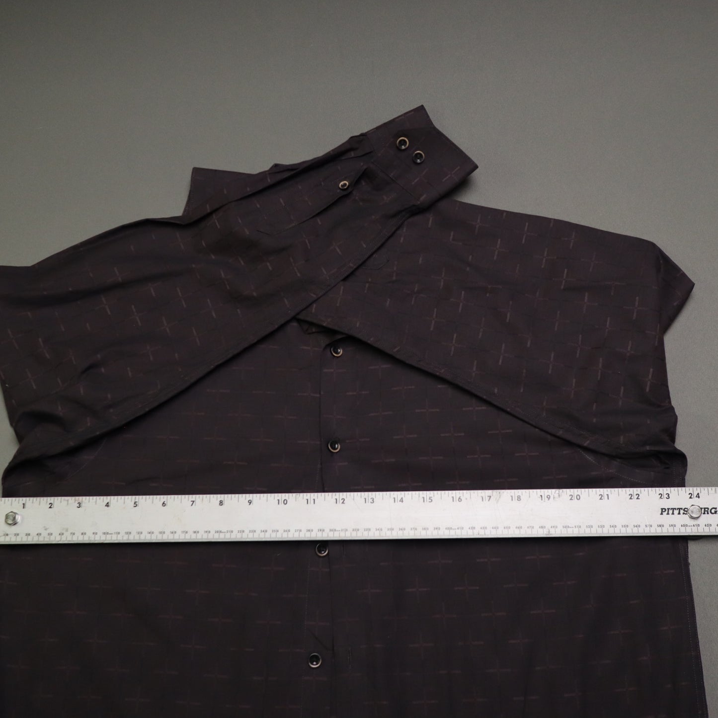 Hart Schaffner Marx Mens Button Front Shirt Brown Geometric Large Cotton
