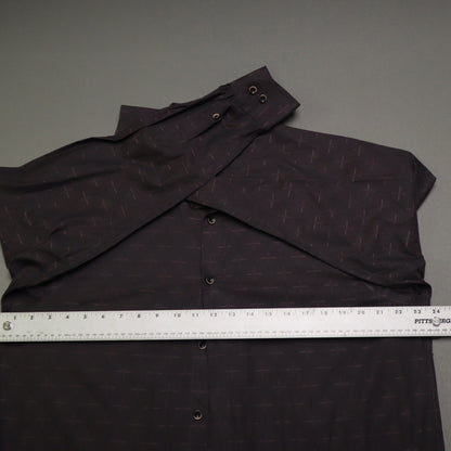 Hart Schaffner Marx Mens Button Front Shirt Brown Geometric Large Cotton