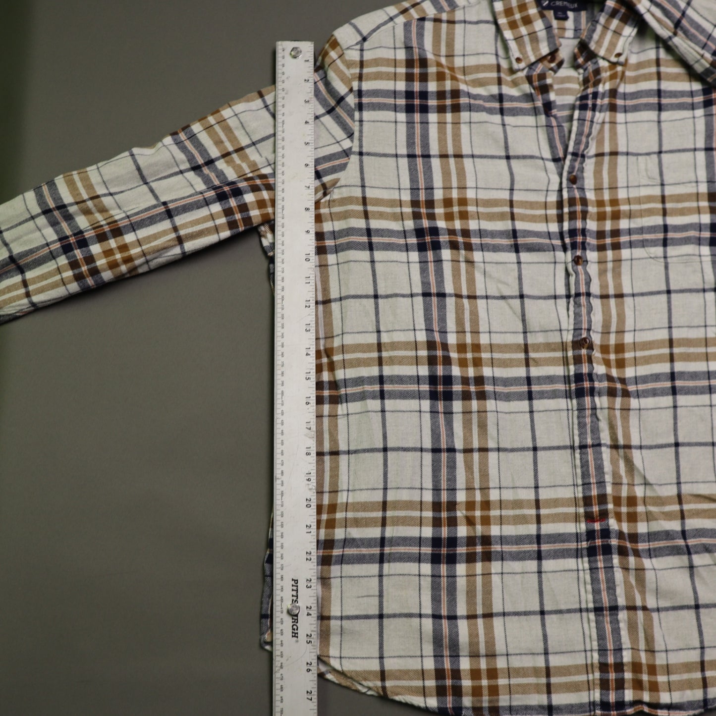 Cremieux Mens XL Flannel Shirt Plaid Long Sleeve Button Down Cotton Brown Blue