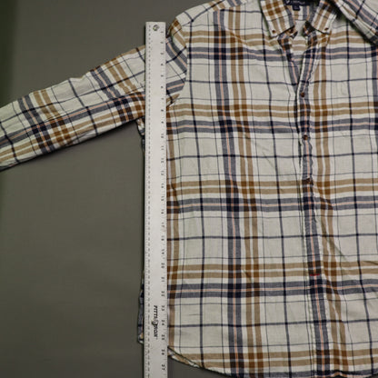 Cremieux Mens XL Flannel Shirt Plaid Long Sleeve Button Down Cotton Brown Blue