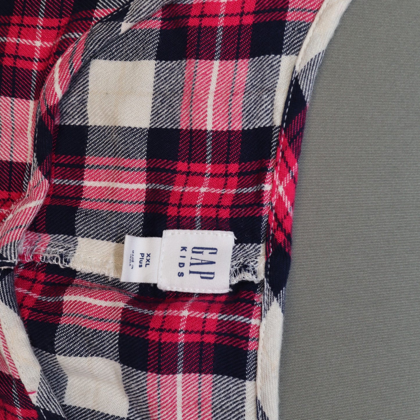 Gap Kids XXL Plus Girls Red Navy Plaid Nightgown Long Sleeve Button Up Dress