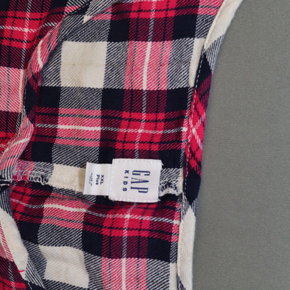 Gap Kids XXL Plus Girls Red Navy Plaid Nightgown Long Sleeve Button Up Dress