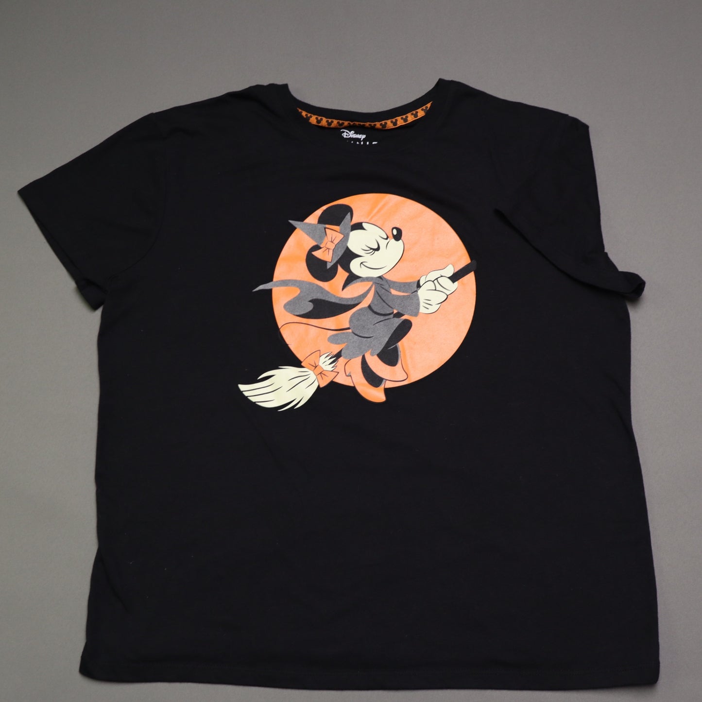 Disney Minnie Mouse Halloween Witch T Shirt Womens XXL Black Orange Full Moon Tee