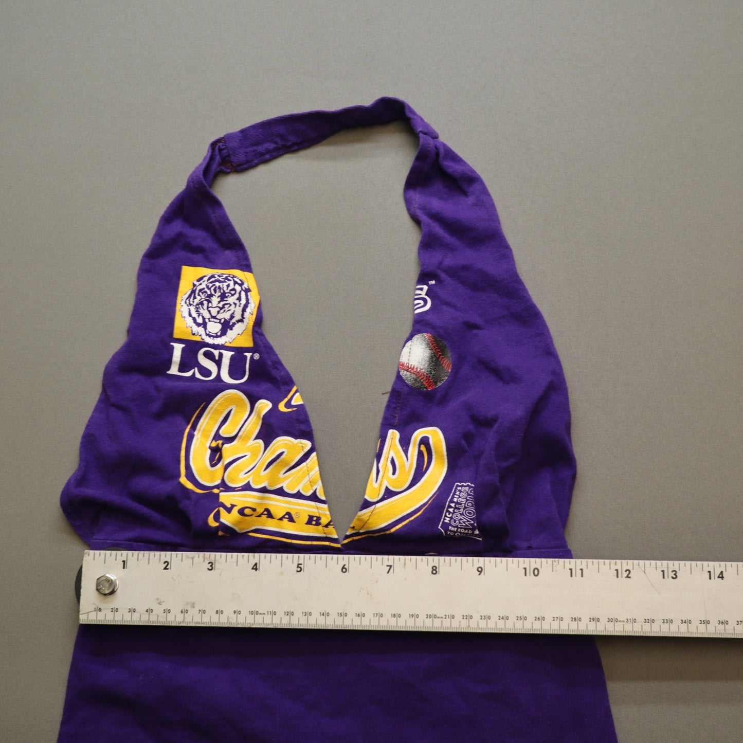 Super Lucky Cat Womens LSU Tigers Halter Top Purple Crop Reworked NCAA Champs