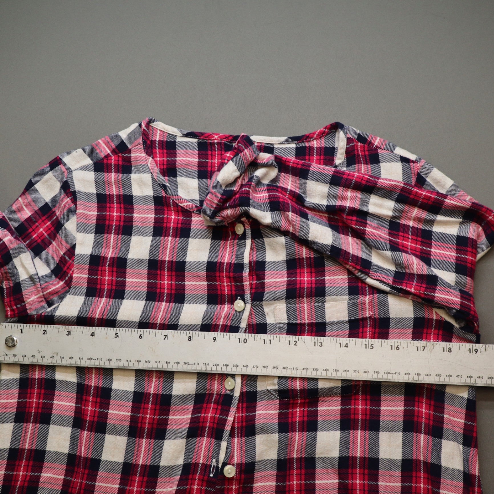 Gap Kids XXL Plus Girls Red Navy Plaid Nightgown Long Sleeve Button Up Dress
