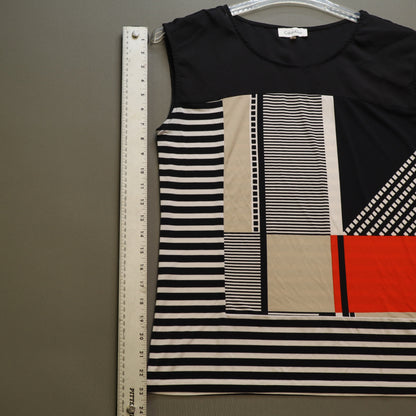 Calvin Klein Womens M Sleeveless Top Geometric Colorblock Striped Tank Blouse