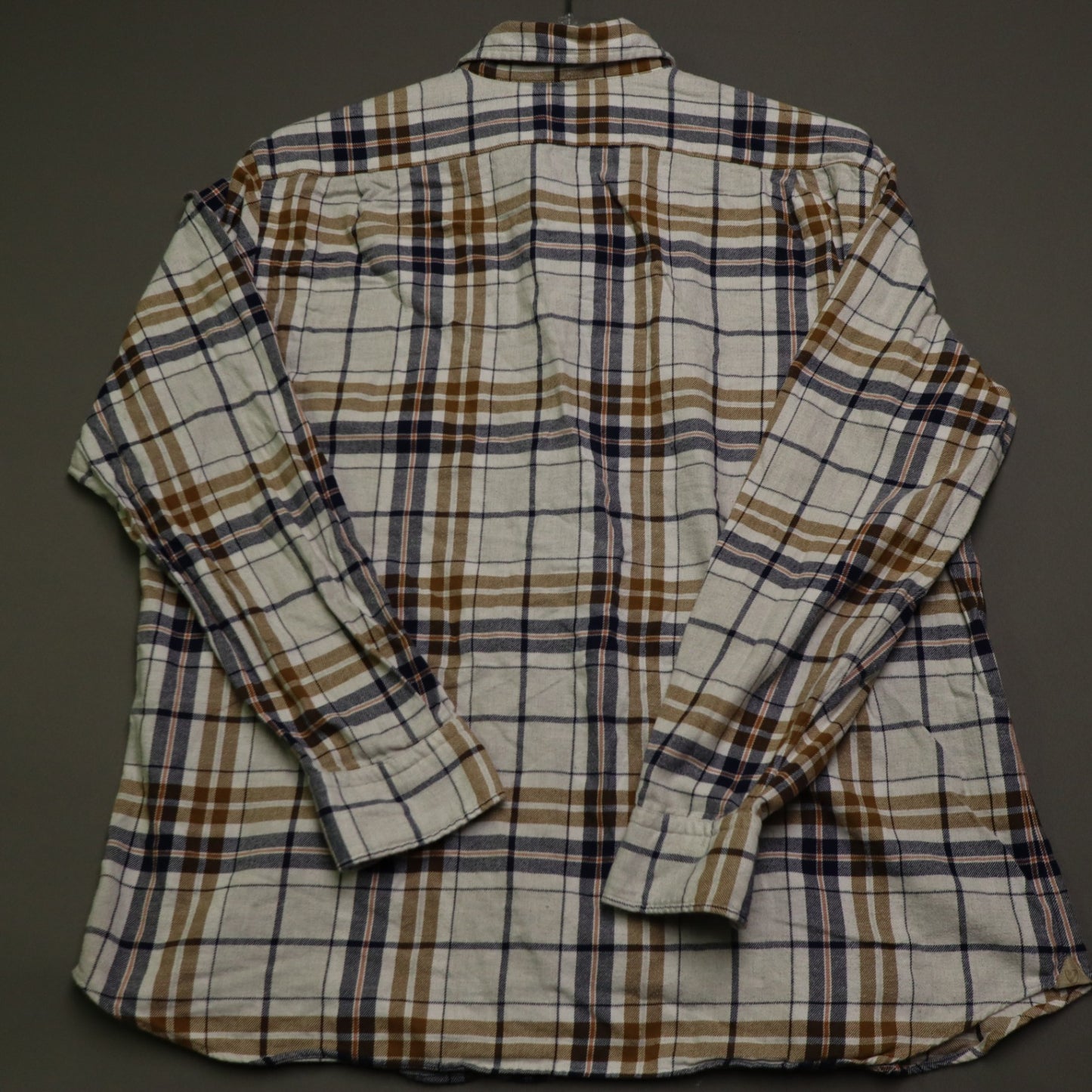 Cremieux Mens XL Flannel Shirt Plaid Long Sleeve Button Down Cotton Brown Blue