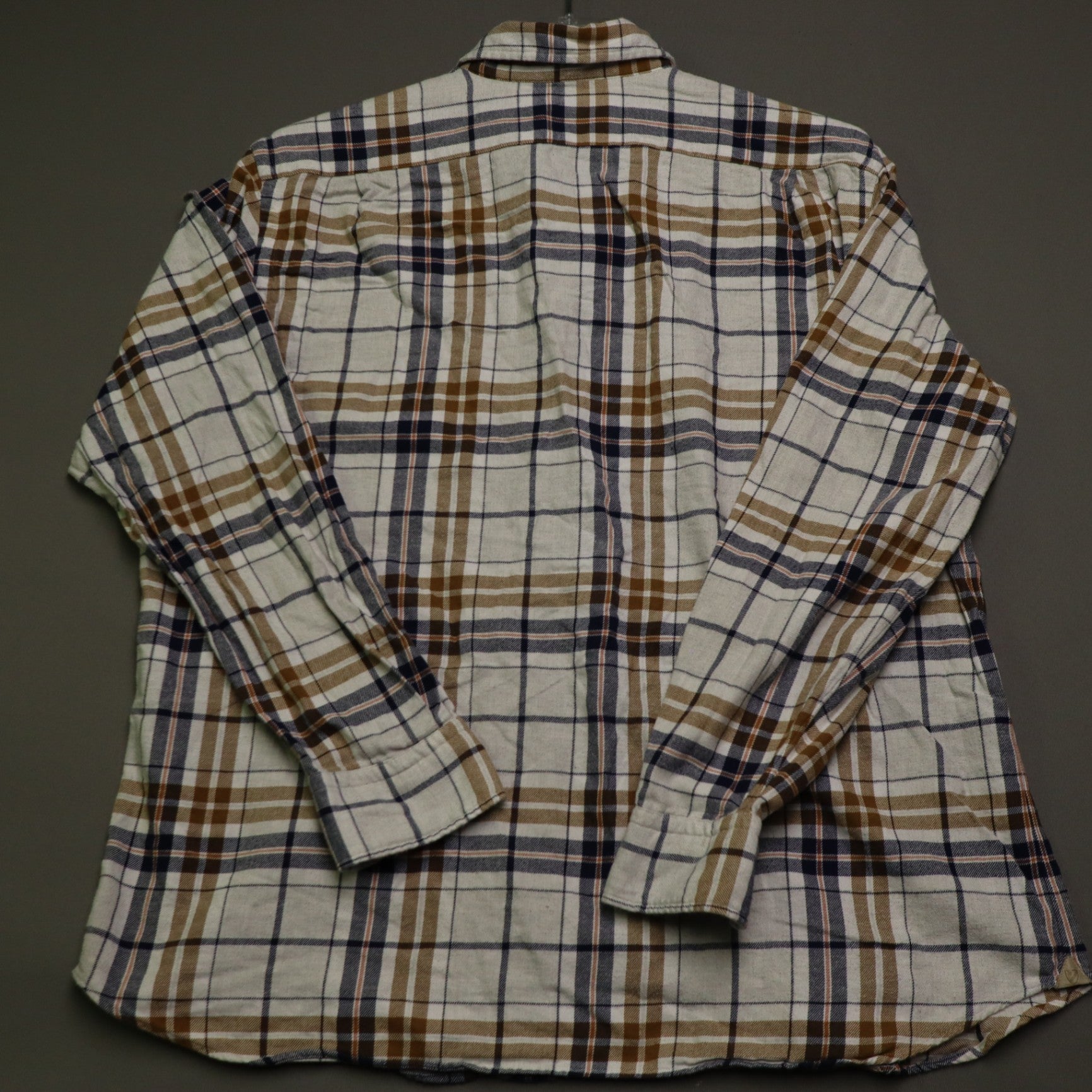 Cremieux Mens XL Flannel Shirt Plaid Long Sleeve Button Down Cotton Brown Blue