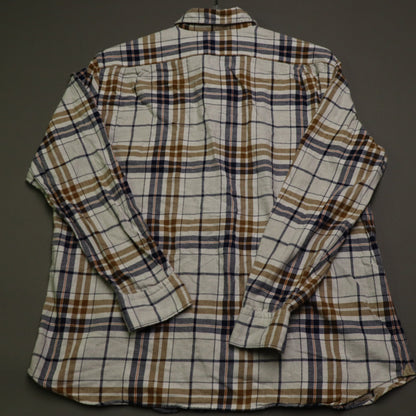 Cremieux Mens XL Flannel Shirt Plaid Long Sleeve Button Down Cotton Brown Blue