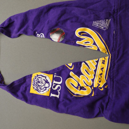 Super Lucky Cat Womens LSU Tigers Halter Top Purple Crop Reworked NCAA Champs
