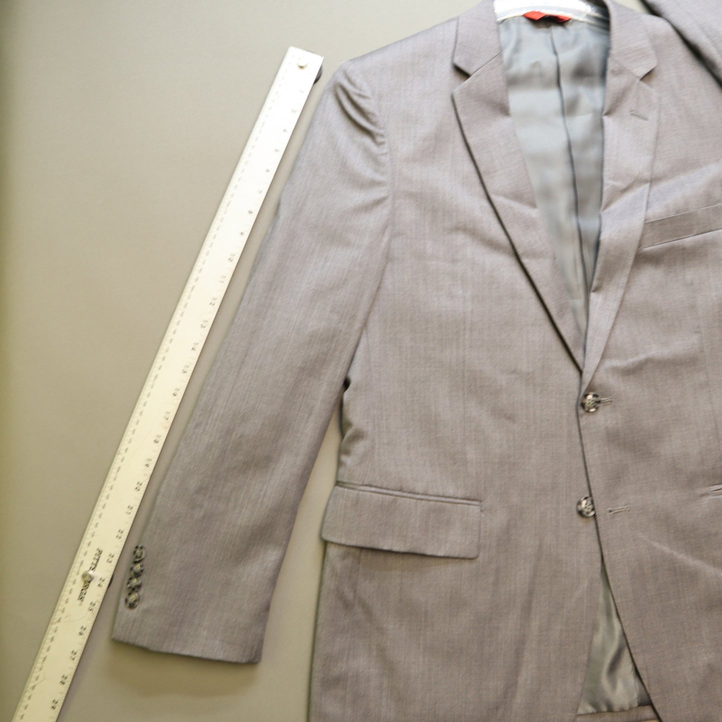 Linea Uomo Mens 2 Piece Suit 42R 36x30 Grey Premium 100% Wool Natural Stretch