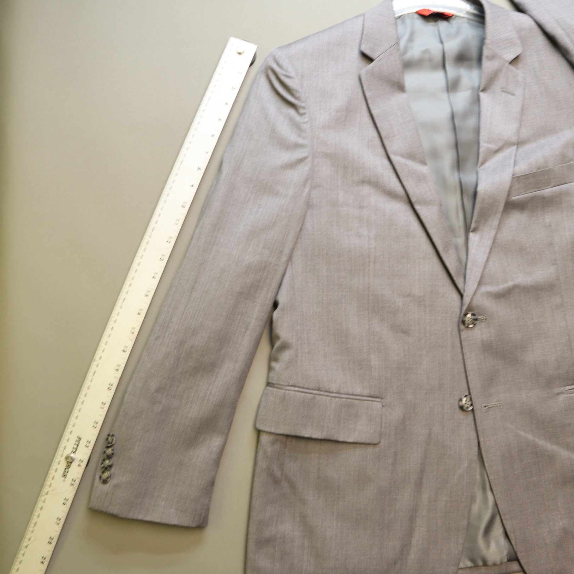 Linea Uomo Mens 2 Piece Suit 42R 36x30 Grey Premium 100% Wool Natural Stretch