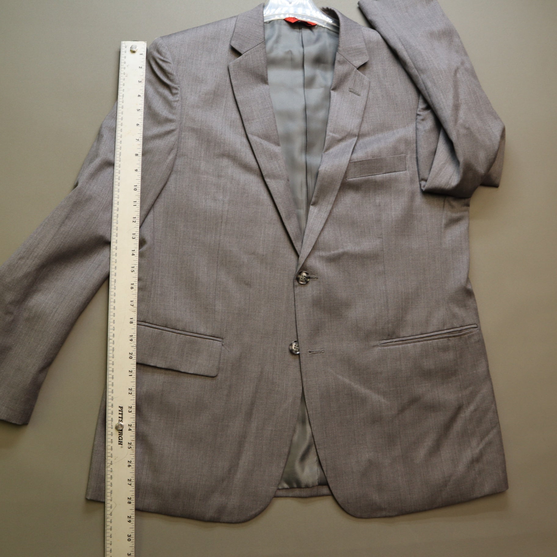 Linea Uomo Mens 2 Piece Suit 42R 36x30 Grey Premium 100% Wool Natural Stretch