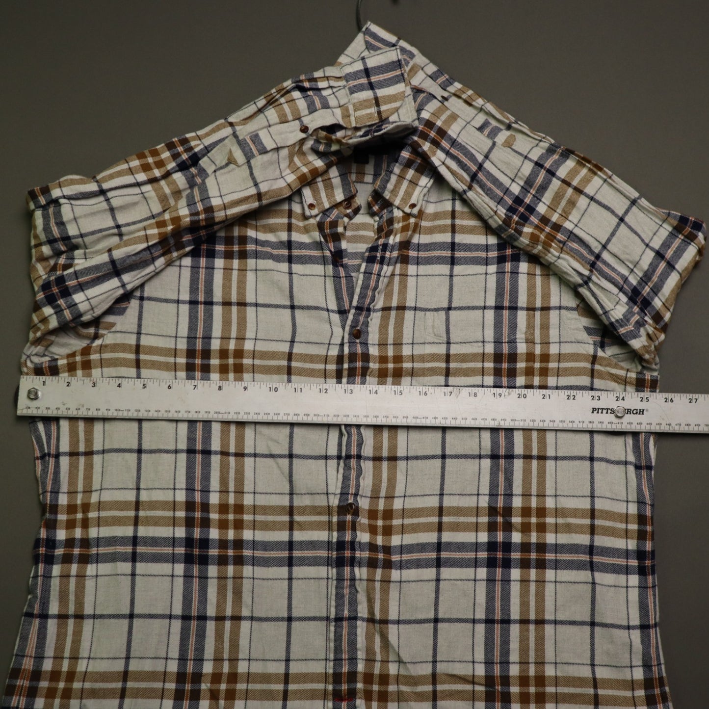 Cremieux Mens XL Flannel Shirt Plaid Long Sleeve Button Down Cotton Brown Blue