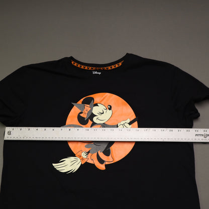 Disney Minnie Mouse Halloween Witch T Shirt Womens XXL Black Orange Full Moon Tee