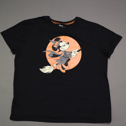 Disney Minnie Mouse Halloween Witch T Shirt Womens XXL Black Orange Full Moon Tee