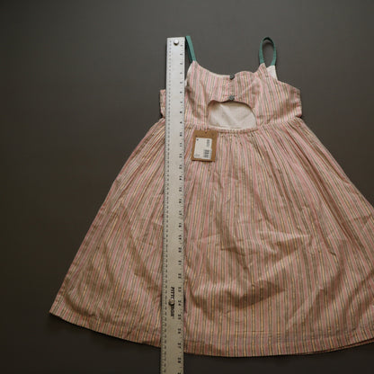 NWT Mini Boden Girls 7-8Y Pink Gold Metallic Lurex Striped Sundress Cutout