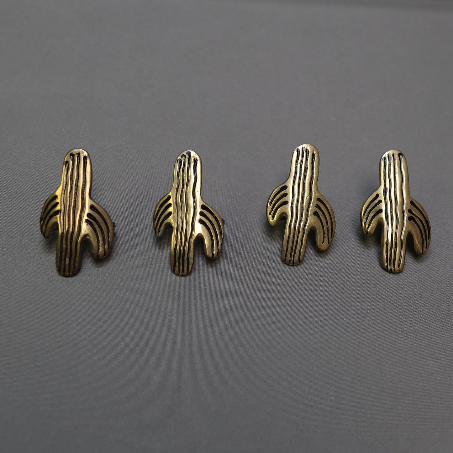 Set of 4 Vintage Brass Saguaro Cactus Napkin Rings Southwestern Tableware