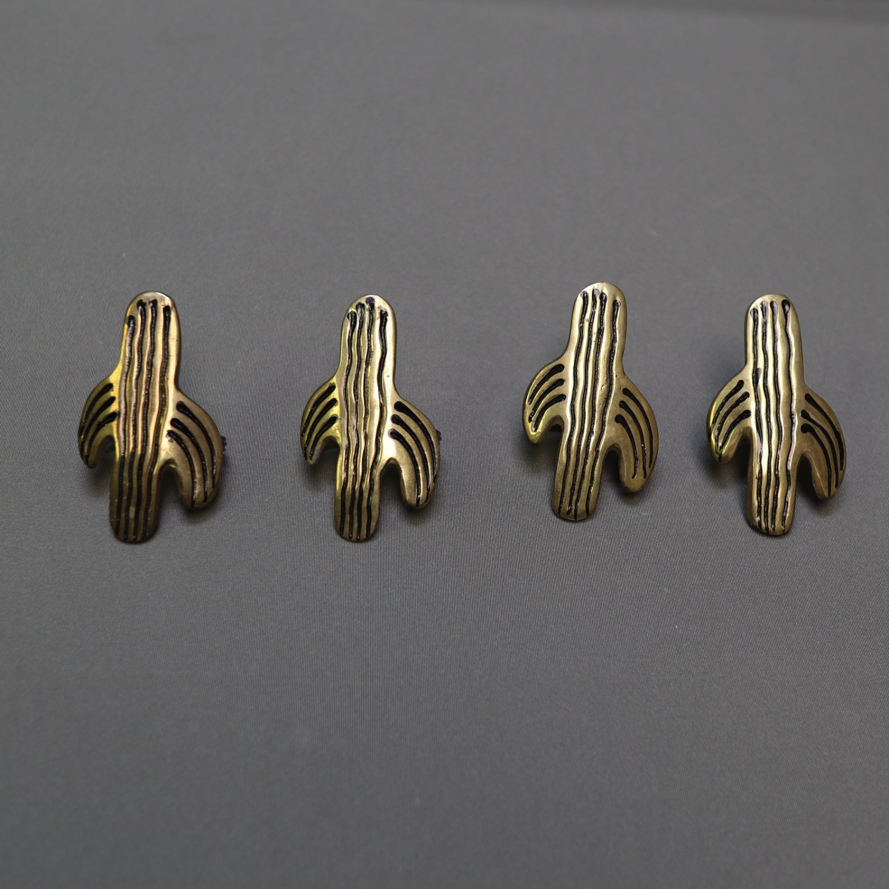 Set of 4 Vintage Brass Saguaro Cactus Napkin Rings Southwestern Tableware