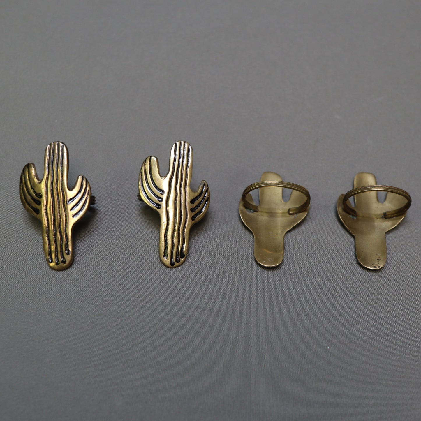 Set of 4 Vintage Brass Saguaro Cactus Napkin Rings Southwestern Tableware
