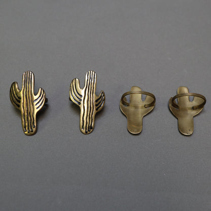 Set of 4 Vintage Brass Saguaro Cactus Napkin Rings Southwestern Tableware