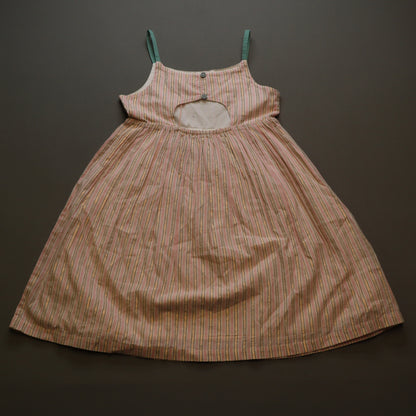 NWT Mini Boden Girls 7-8Y Pink Gold Metallic Lurex Striped Sundress Cutout