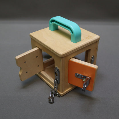 Lovevery Wooden Lock Box Montessori Lock and Latch Activity Cube Toy Toddler