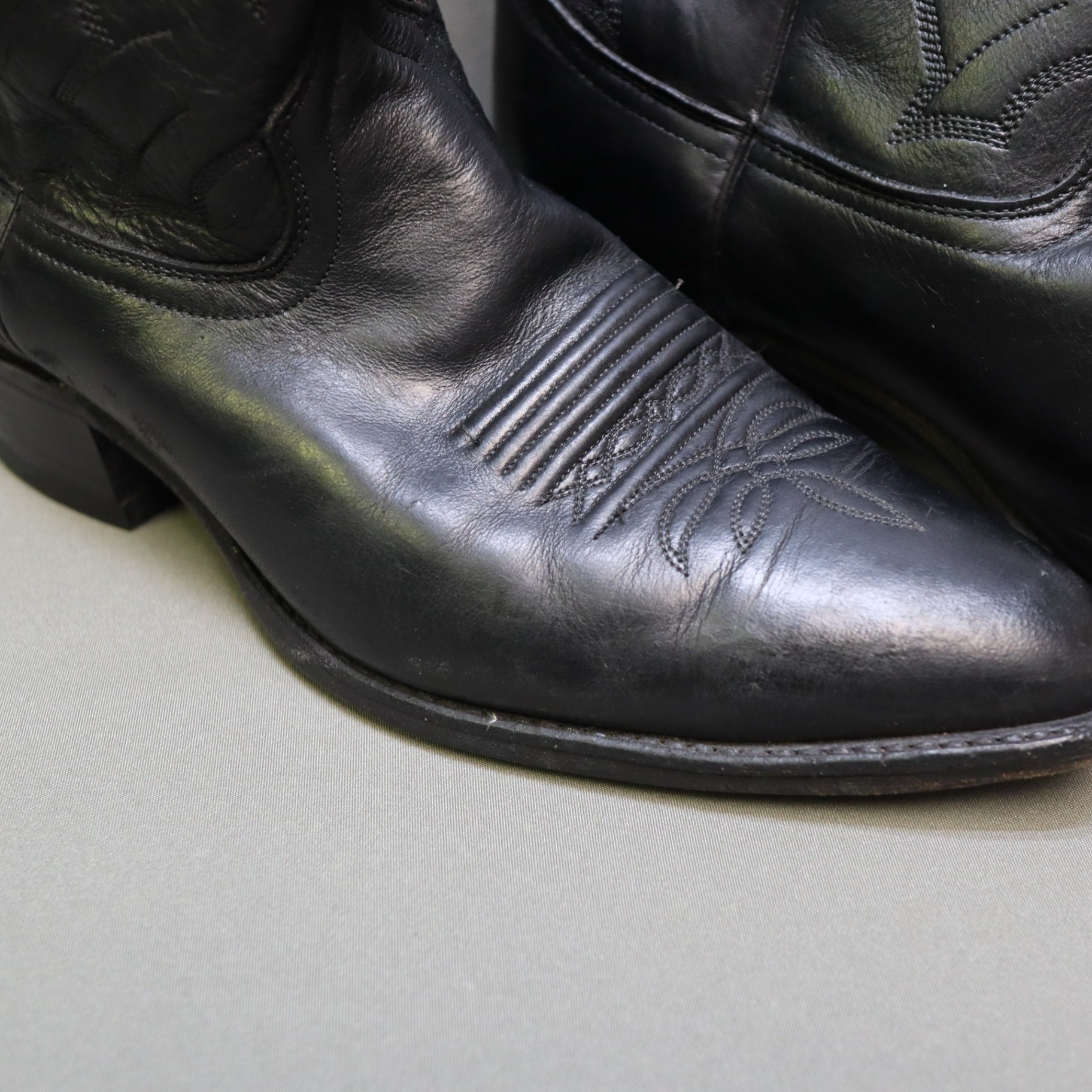 Dan Post Marlboro Mens 11 D Vintage Black Leather Cowboy Boots Pointed Toe P2551