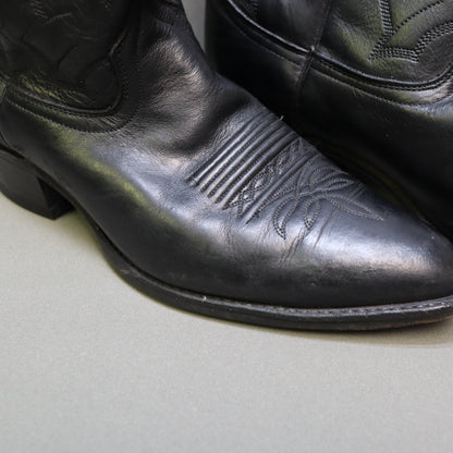 Dan Post Marlboro Mens 11 D Vintage Black Leather Cowboy Boots Pointed Toe P2551