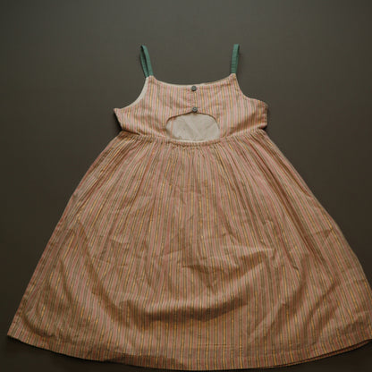 NWT Mini Boden Girls 7-8Y Pink Gold Metallic Lurex Striped Sundress Cutout