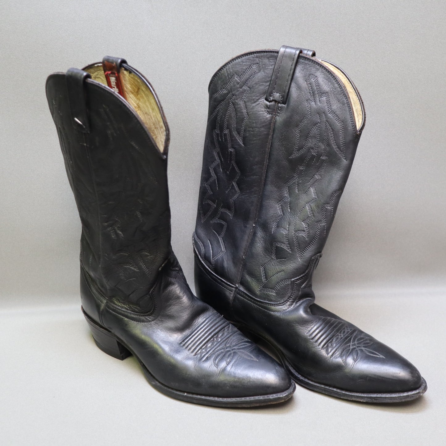 Dan Post Marlboro Mens 11 D Vintage Black Leather Cowboy Boots Pointed Toe P2551