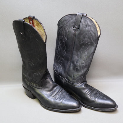 Dan Post Marlboro Mens 11 D Vintage Black Leather Cowboy Boots Pointed Toe P2551