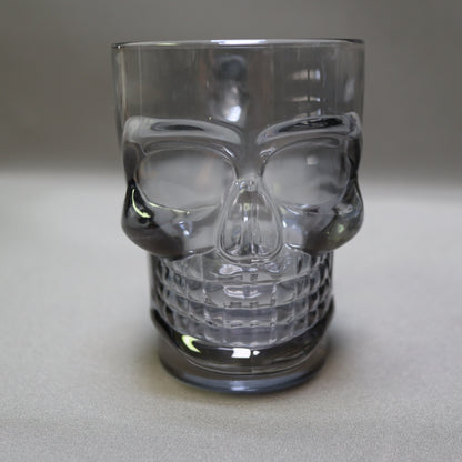 Set of 2 Vintage Deli Glass Skull Mugs Dark Smoked Black Tinted Beer Stein Barware