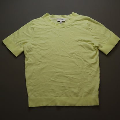 Free Assembly Womens M Short Sleeve Sweater Knit Top Lime Yellow Crewneck 8-10