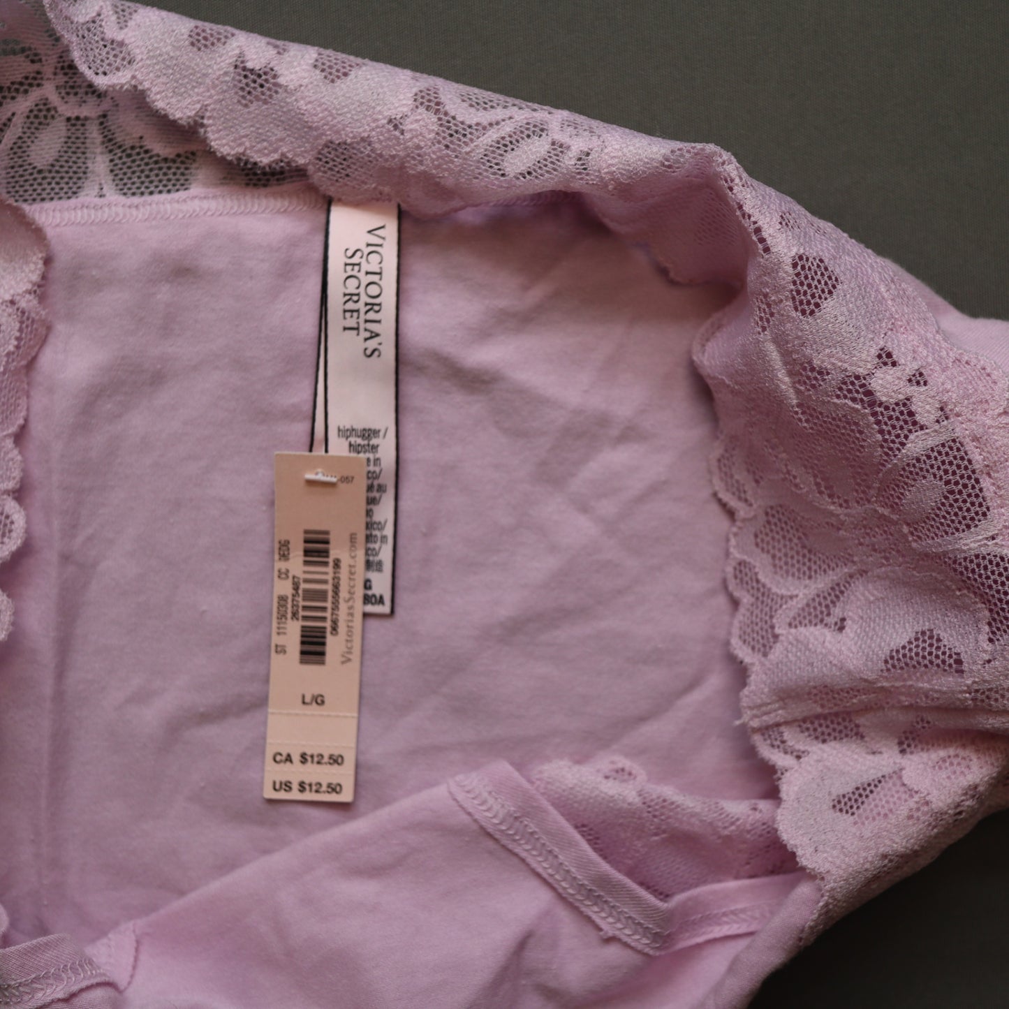 NWT Victoria's Secret Womens L Pink Hiphugger Panties Lace Trim Waistband Underwear