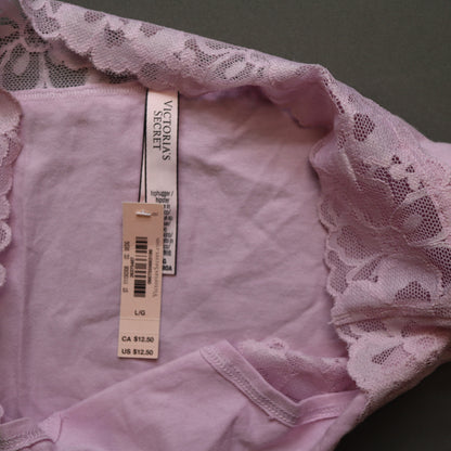 NWT Victoria's Secret Womens L Pink Hiphugger Panties Lace Trim Waistband Underwear