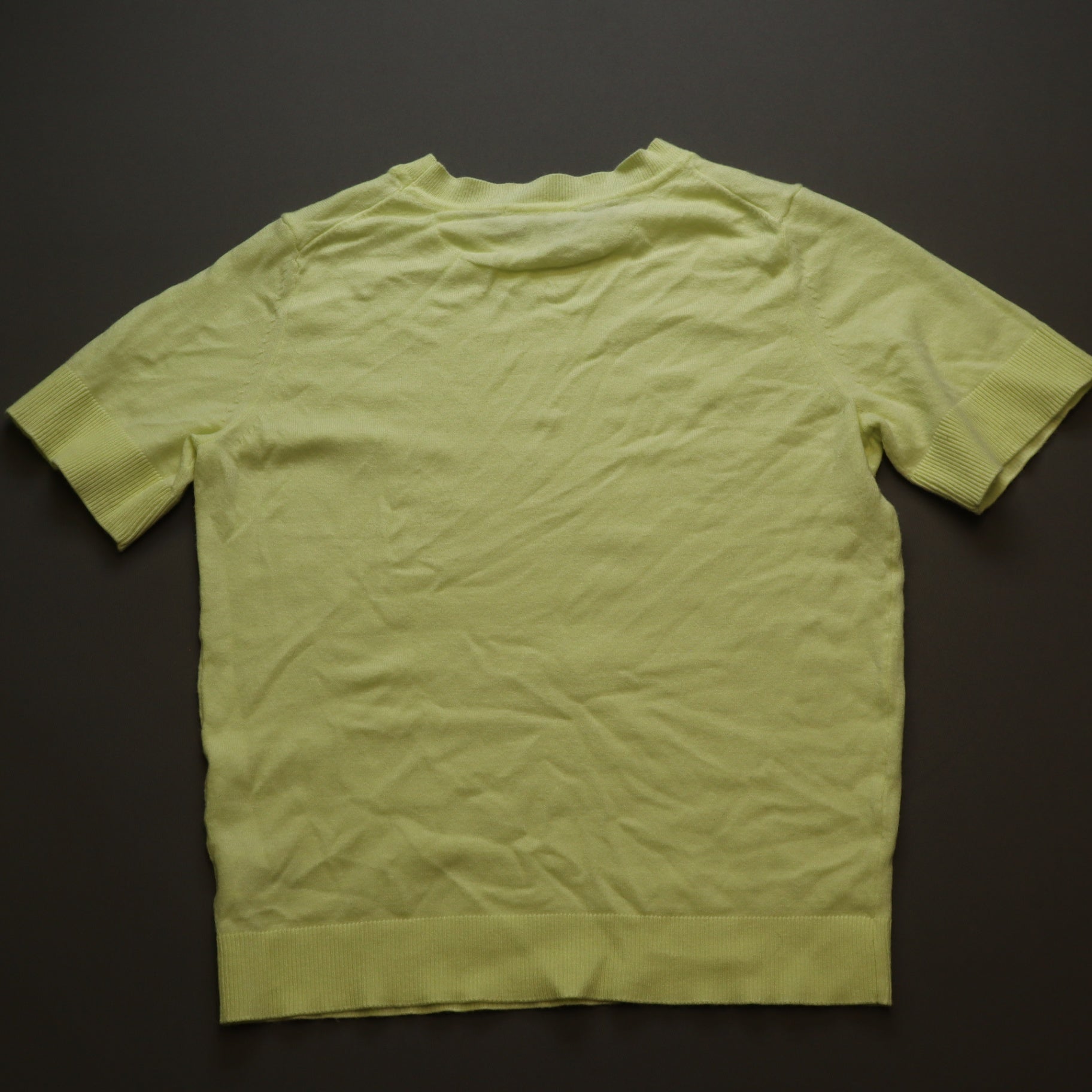Free Assembly Womens M Short Sleeve Sweater Knit Top Lime Yellow Crewneck 8-10